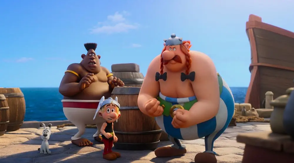 Astérix et Obélix à bord d’un bateau dans Le Royaume de Nubie