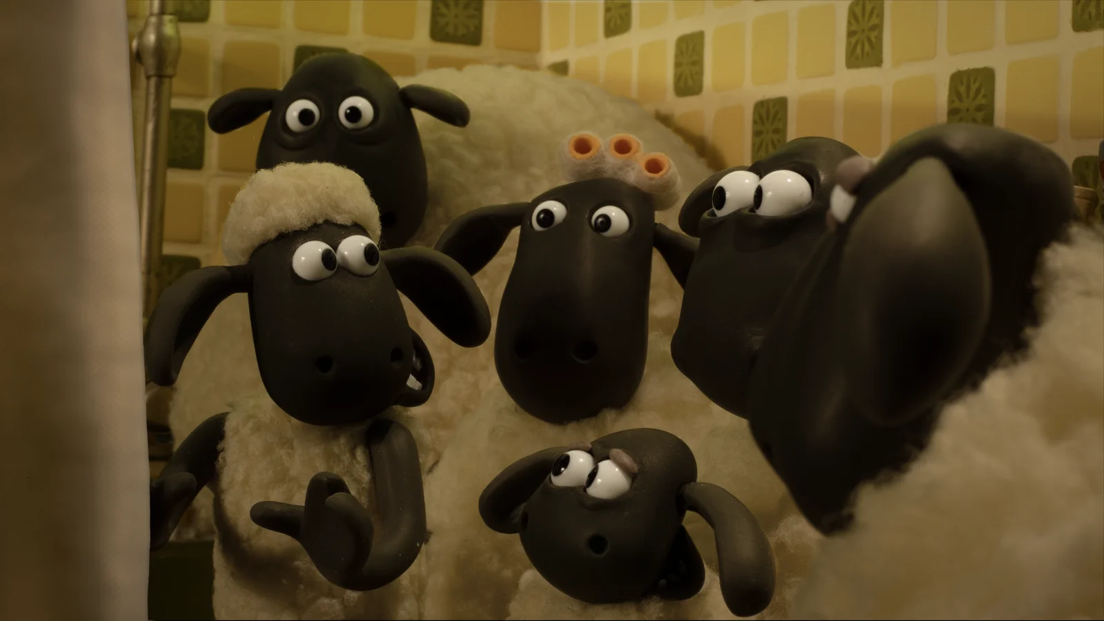Le troupeau de Shaun se cache dans une baignoire